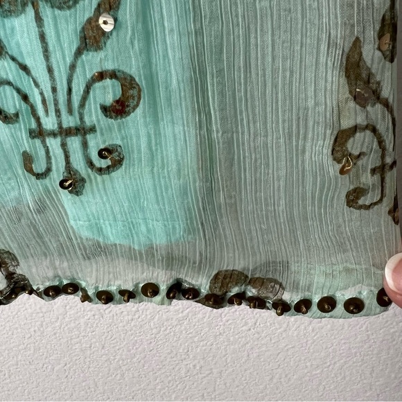 Beachy Printed Mini Dress with‎ Bead and Sequin Detail Resortwear Size Large - Picture 4 of 10